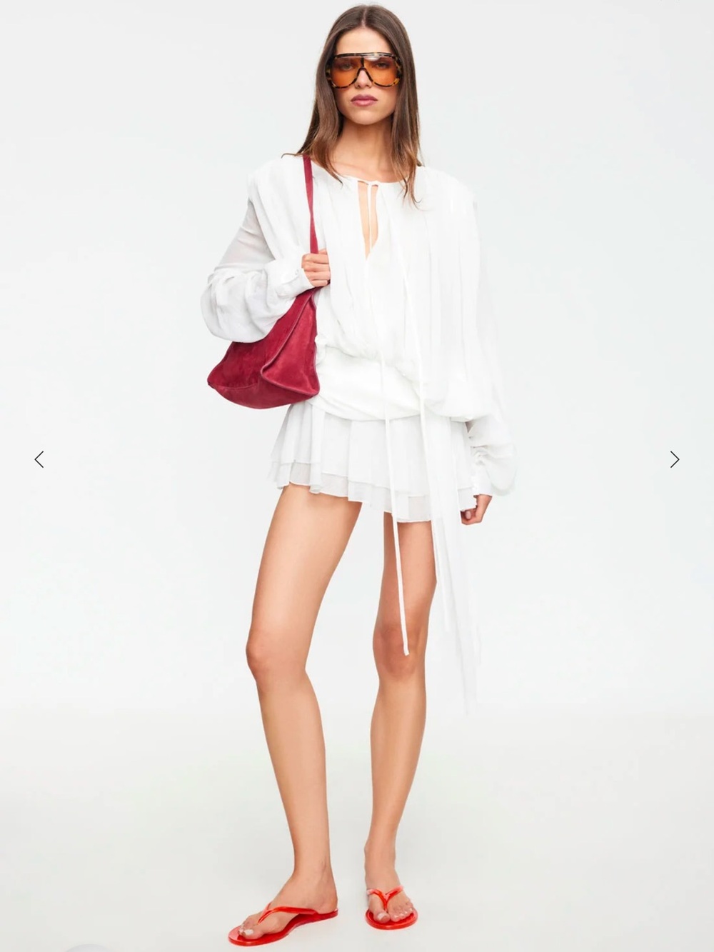 NWT Lioness White Sheer Long-Sleeve Mini Dress - Picture 1 of 8